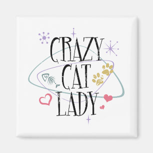 Retro Style Crazy Cat Lady Magnet Magneet