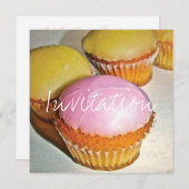 RETRO STYLE CUPCAKE BIRTHDAY INVITAY KAART (Voorkant / Achterkant)