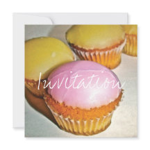 RETRO STYLE CUPCAKE BIRTHDAY INVITAY KAART