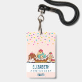 Retro Style Cupcakes Sweet Dessert Badge (Voorzijde met lanyard)