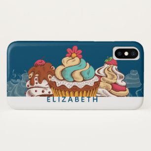 Retro Style Cupcakes Sweet Dessert iPhone X Hoesje
