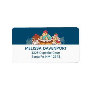 Retro Style Cupcakes Sweet Dessert Etiket