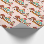 Retro Style Cupcakes Sweet Dessert Patroon Cadeaupapier (Hoek)