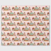 Retro Style Cupcakes Sweet Dessert Patroon Cadeaupapier (Vlak)