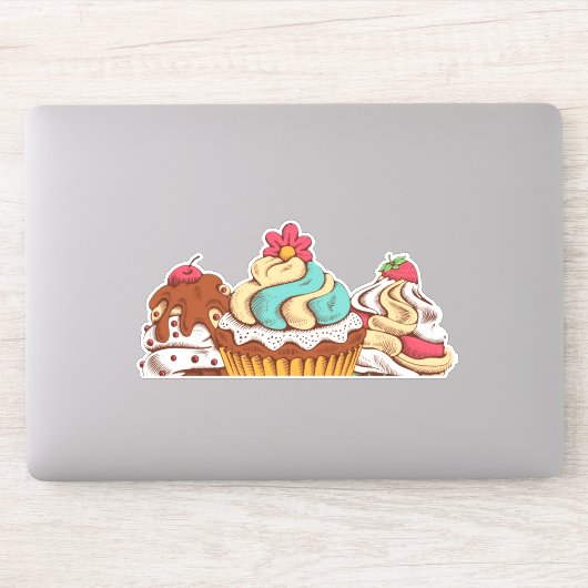 Retro Style Cupcakes Sweet Dessert Sticker (Computer)