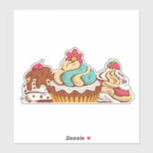Retro Style Cupcakes Sweet Dessert Sticker (Vel)