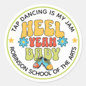 Retro Style Customizable Tap Dance Ronde Sticker (Voorkant)