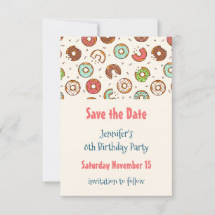 Retro Style Cute Colorful Donut Patroon Save The Date