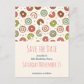 Retro Style Cute Donut Pattern Save the Date Uitnodiging Briefkaart (Voorkant)