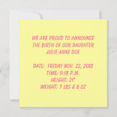 Retro Style Cute Speelgoed Duck Baby Birth Annound Kaart (Achterkant)