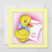 Retro Style Cute Speelgoed Duck Baby Birth Annound Kaart (Voorkant)