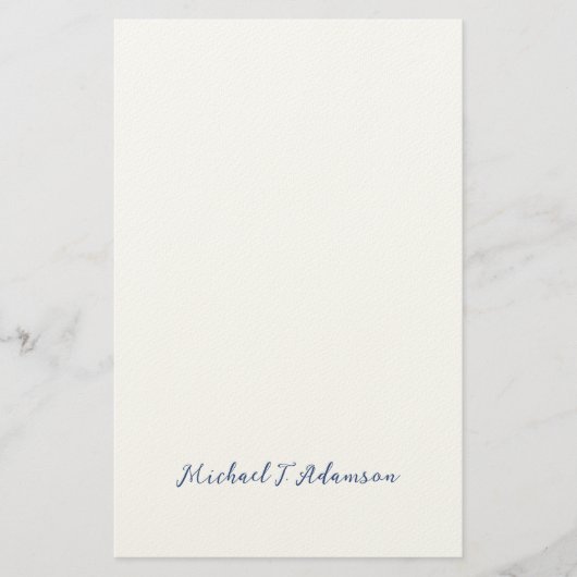 Retro Style Elegant Plain White Calligraphy Name Briefpapier (Voorkant)