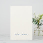 Retro Style Elegant Plain White Calligraphy Name Briefpapier (Staand voorkant)