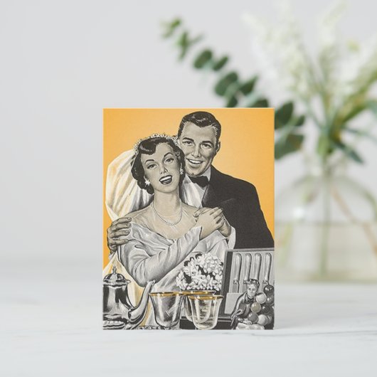 Rétro Style Faire-part Invitation Couples Douche (Debout devant)