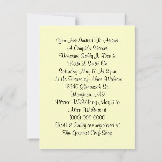 Rétro Style Faire-part Invitation Couples Douche (Dos)