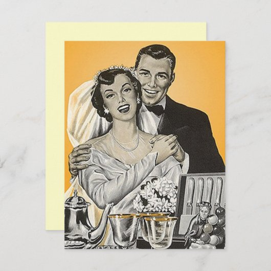 Rétro Style Faire-part Invitation Couples Douche (Devant / Derrière)