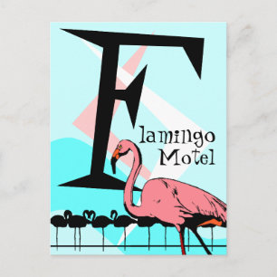 Retro Style Flamingo Lounge Briefkaart aquas roze