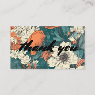 Retro style floral Bedankt Informatiekaartje