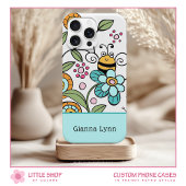 Retro-Style Floral Bumble Bee Monogram Case-Mate iPhone Case