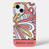 Retro-Style Floral Monogrammed Case-Mate iPhone Case (Achterkant)