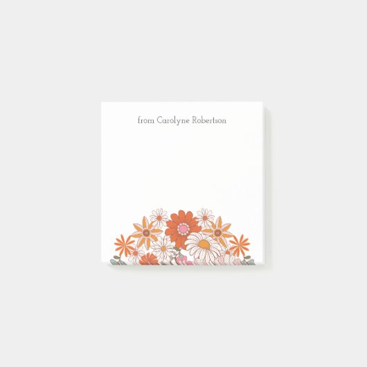 Retro Style Flowers - Aangepaste naam Post-it Note (Voorkant)