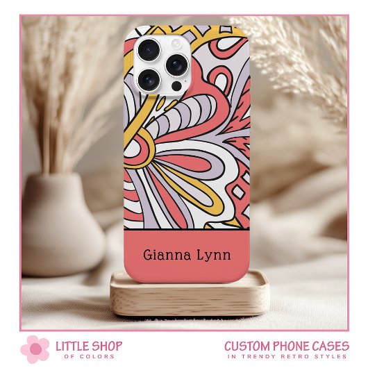 Retro-Style Gebloemd Monogrammetje Case-Mate iPhone Case