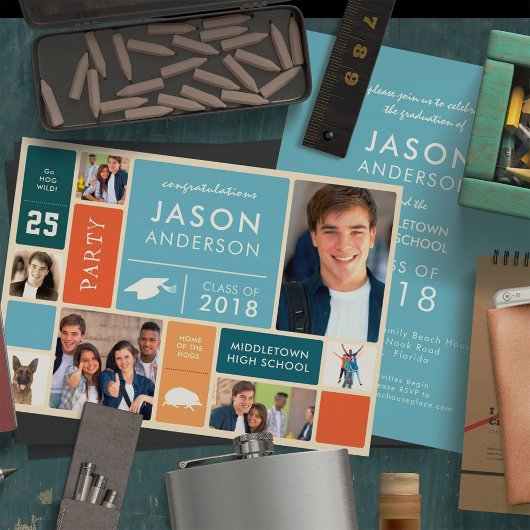 Retro Style Graduation Party Kaart