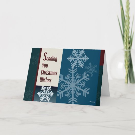 Retro Style Graphic Snowflakes Kerst Kaart (Voorkant)