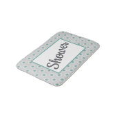 Retro-Style Gray Aqua Circle Pattern Customizable Badmat (Gekanteld)