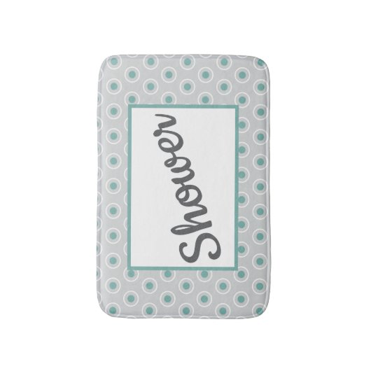 Retro-Style Gray Aqua Circle Pattern Customizable Badmat (Voorkant Verticaal)
