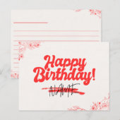 Retro Style Happy Birthday Kaart -Bold & Fun Desig (Voorkant / Achterkant)