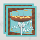 Retro Style Hot Dog Summer BBQ Party - Uitnodiging (Voorkant / Achterkant)