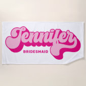 Retro Style Hot Roze Bruid Aangepaste Naam Strandlaken (Voorkant)