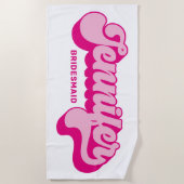 Retro Style Hot Roze Bruid Aangepaste Naam Strandlaken (Voorkant)