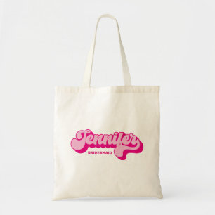 Retro Style Hot Roze Bruid Aangepaste Naam Tote Bag