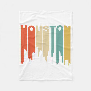 Retro Style Houston Texas Skyline van 1970 Fleece Deken