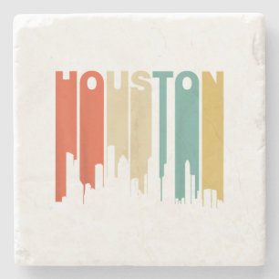 Retro Style Houston Texas Skyline van 1970  Stenen Onderzetter