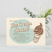 Retro Style Ice Cream Social Invitations Kaart (Staand voorkant)
