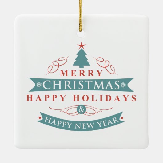 Retro Style Instant Photo Kerstmis Keramisch Ornament (Achterkant)