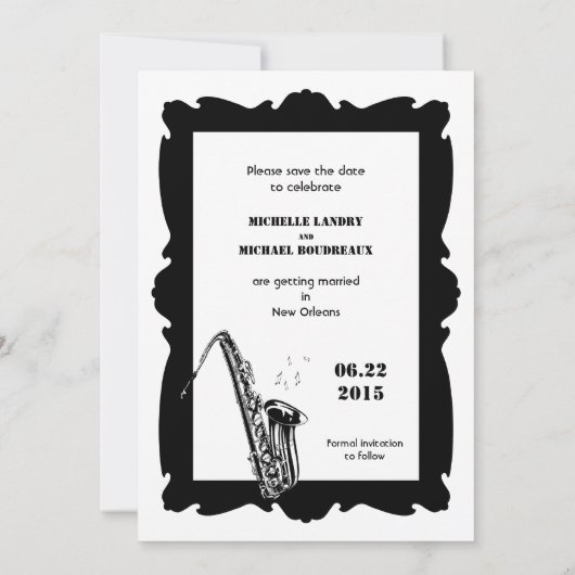 Retro Style Jazz Save the Date Black White 2 (Achterkant)