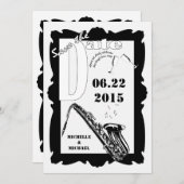 Retro Style Jazz Save the Date Black White Kaart (Voorkant / Achterkant)