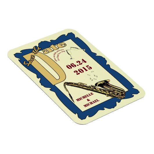 Retro Style Jazz Sla de datum op Magneet (Rechterzijde)
