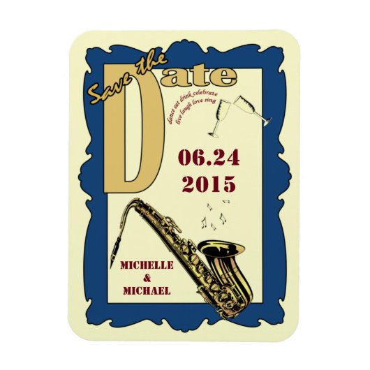 Retro Style Jazz Sla de datum op Magneet (Verticaal)