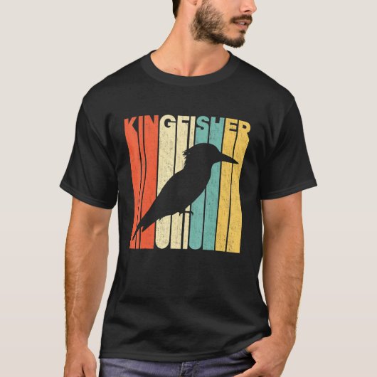  Retro Style Kingfisher Silhouet T-shirt (Voorkant)