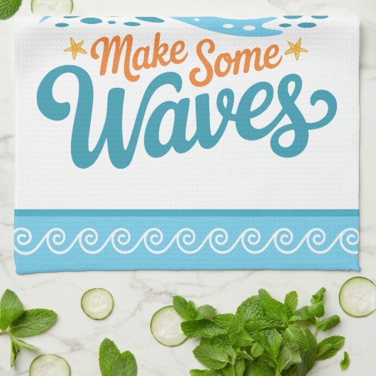 Retro Style Life’s a Beach Customizable Theedoek (Gevouwen)