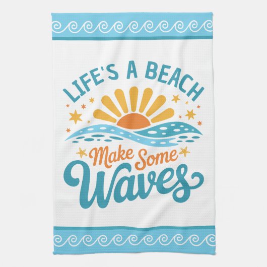 Retro Style Life’s a Beach Customizable Theedoek (Verticaal)