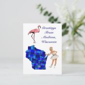 Retro Style Madison Wisconsin Briefkaart State Map (Staand voorkant)