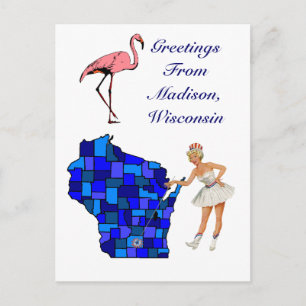 Retro Style Madison Wisconsin Briefkaart State Map