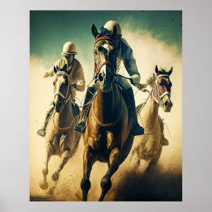 Retro Style Moody Horse Racing Jockey Poster