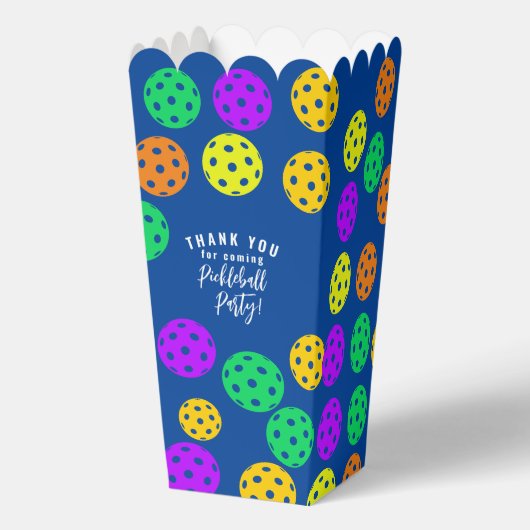 Retro Style Neon Blauw Theme Pickleball Verjaardag Bedankdoosjes (Achterkant)